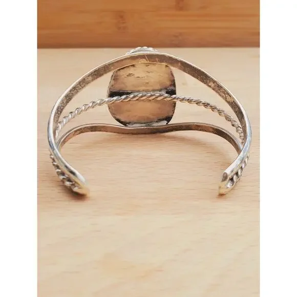 Navajo White Bone Sterling Silver Twisted Rope Cuff Bracelet Small 6.5in - Picture 7 of 9